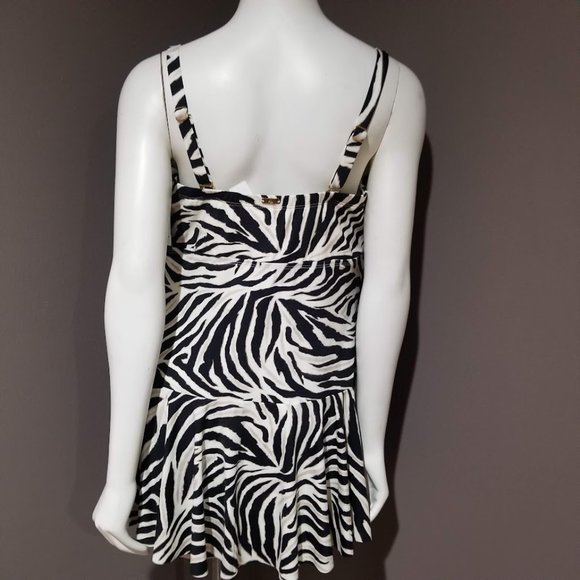 Lauren Ralph Lauren Plus Size Skirted One Piece Swimsuit Zebra Print - Picture 4 of 16